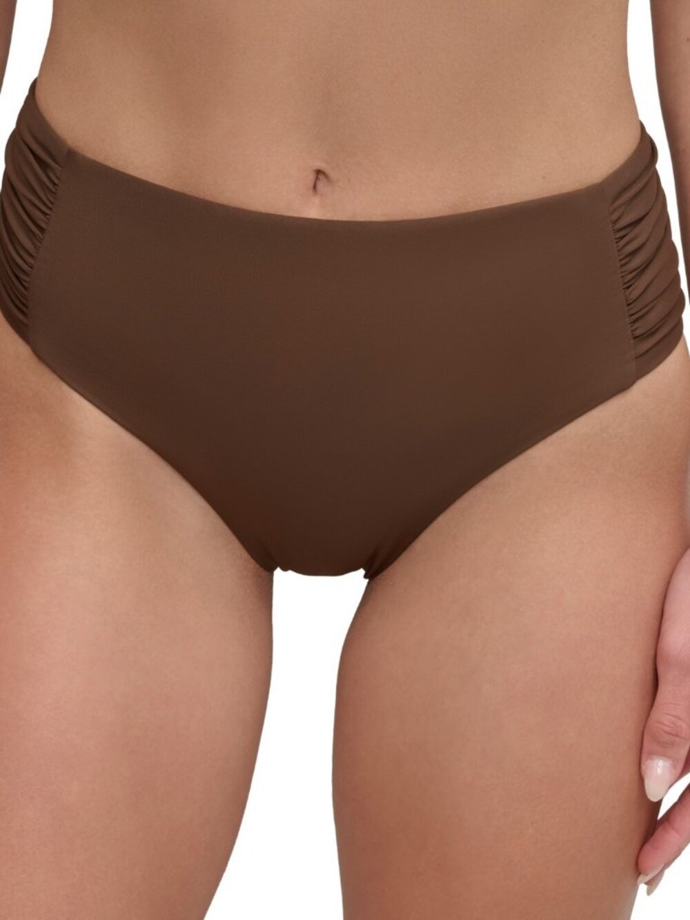 DKNY Women's Seamed High-Waist Bikini Bottoms Swimwear Size L